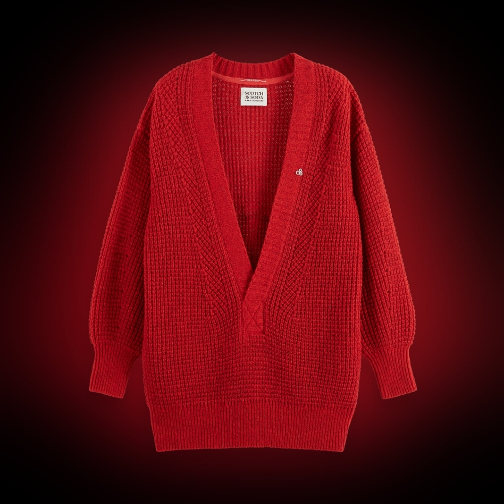 Scotch and Soda Red Sweater V-neck
